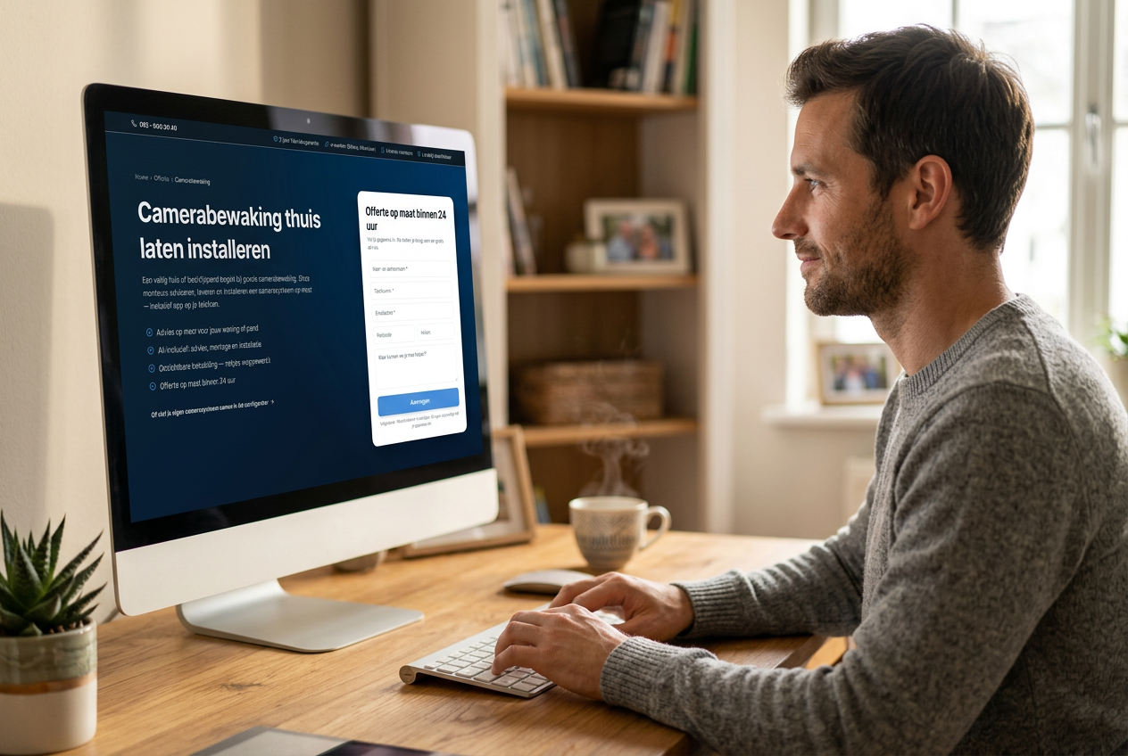 Klant vraagt online een offerte aan voor camerabewaking